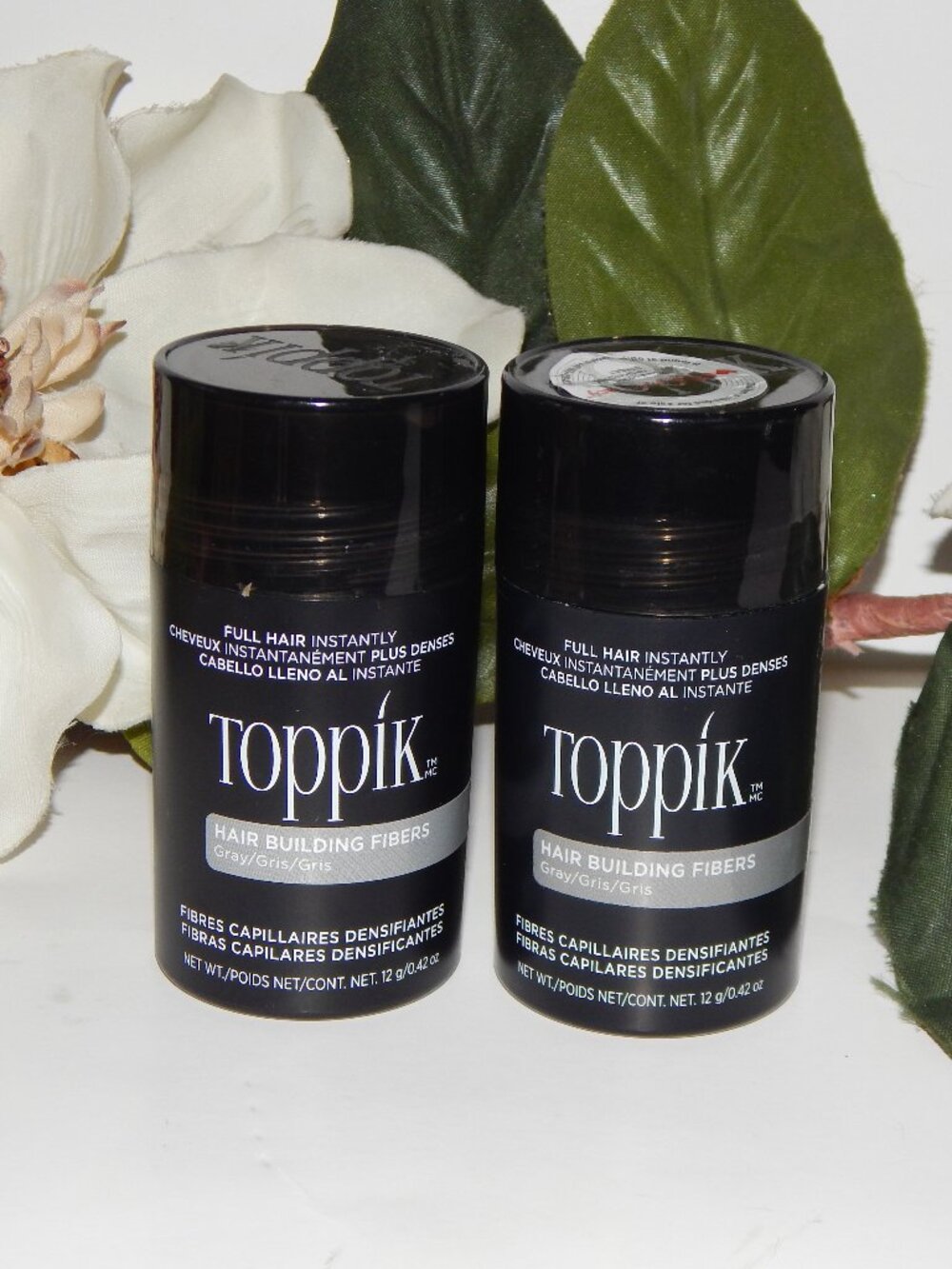 2 TOPPIK Silver Gray  12g  .42oz Hair Building Fibers - Sealed